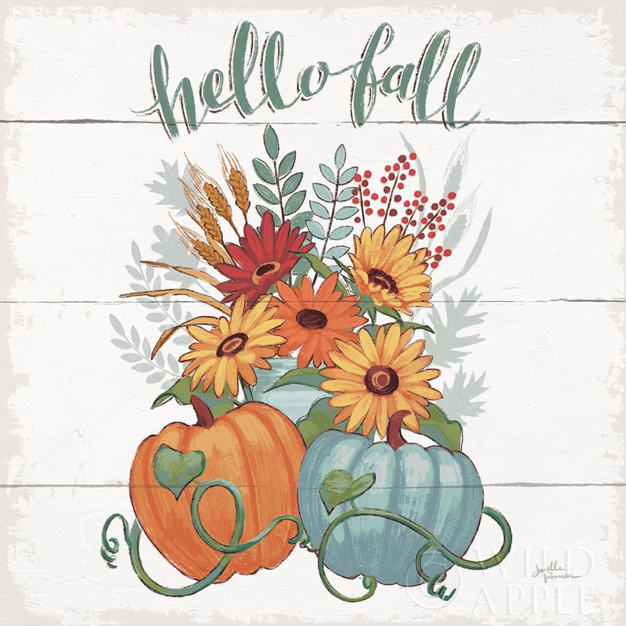 Fall Fun Ii - Gray And Blue Pumpkin Poster Print by Janelle Penner - Item # VARPDX35666